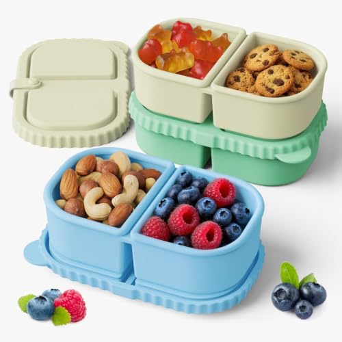 YQL 3 Pack 8 oz Silicone Snack Containers with Lids,Small Snack Box