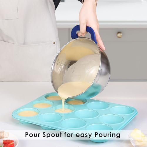 Rorence Stainless Steel Mixing Bowls: Stackable Mixing Bowl Set with