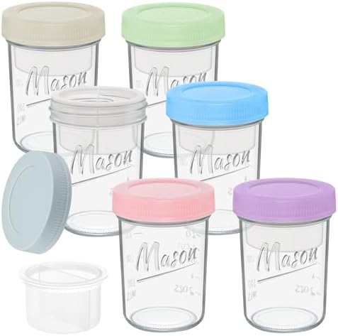 Xyptorix 16oz Overnight Oats Containers, 6 Pack Glass Mason Jars