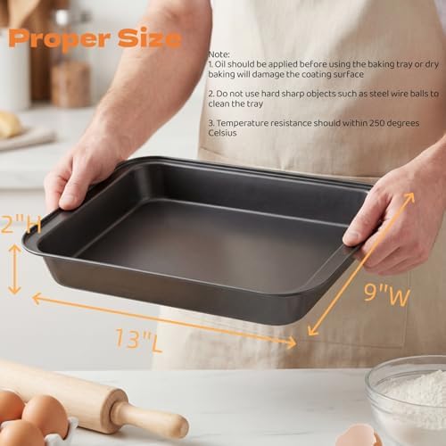 Lyellfe 3 Pack Rectangle Baking Pan, 13 x 9 Inch
