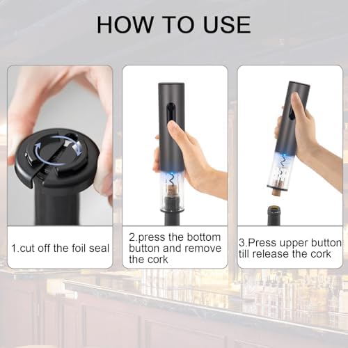 Electric Wine Opener,Rechargeable Automatic Wine Corkscrew with Foil
