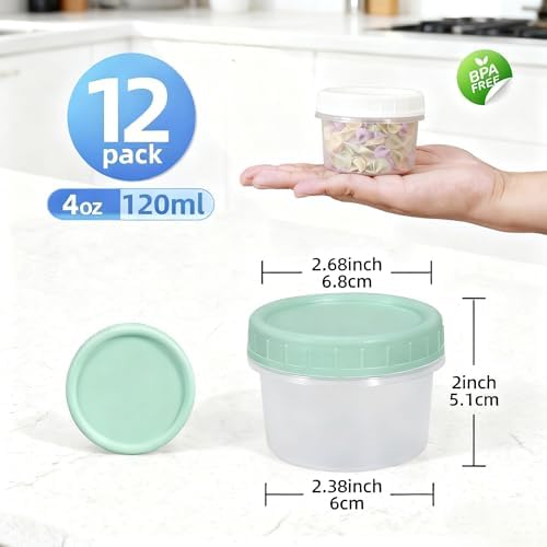 Food Storage Containers, 12 Pack 4 oz Freezer Storage Containers with