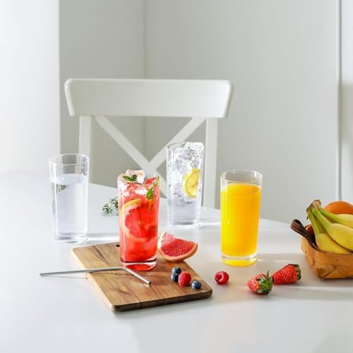 Highball Glasses Set of 6, 16oz Tall Drinking Glasses, Water Glass