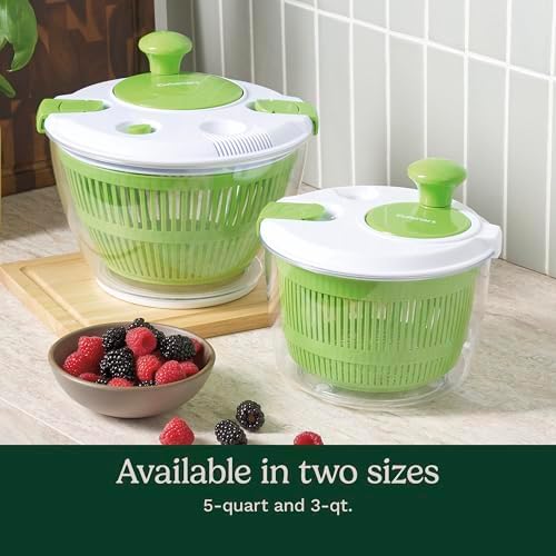 Cuisinart Large Spin Stop, 5qt, CTG-00-SAS1 Salad Spinner, 5 Quart, Green & White