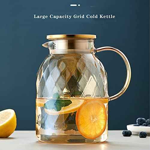 AEFPOYMXU 62oz Glass Pitcher with Lid - Amber Borosilicate Water