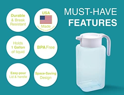 Arrow Home Products 1 Gallon Plastic Pitcher with Lid - Clear Plastic