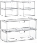 caktraie 6-Pack Acrylic Stackable Storage Drawers for Vanity, Desk