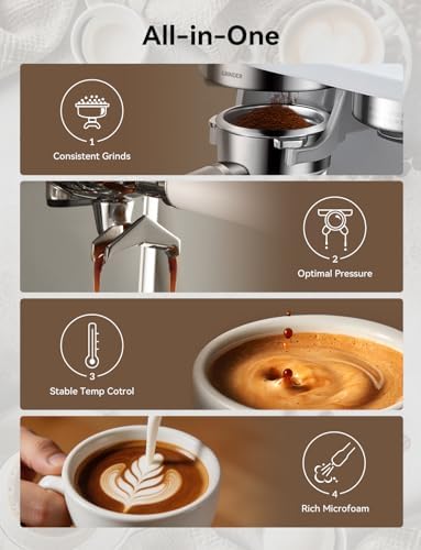 COUPLUX 50s Espresso Machine with Grinder, 58mm, 15 Bar