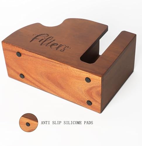 LBEMEY Acacia Wood Coffee Filter Holder - V60 Size 01 & 02 Cone Coffee