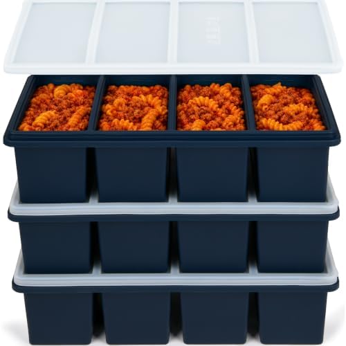 Silicone Freezer Molds with Lids, 1 Cup Soup Freezer Containers, Large