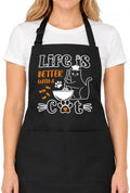 Black Cat Cooking Apron with Pockets