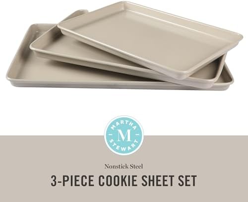 Martha Stewart Gallen 3-Piece Cookie Sheet Set – 13", 15", 17" Baking