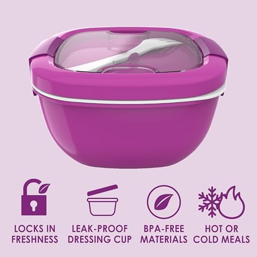 Bentgo Salad Container, Lunch Bowl with 4-Compartment Toppings Tray