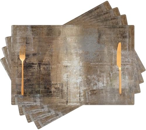 Brown and Gray Placemats Set of 4, Modern Abstract Place Mats