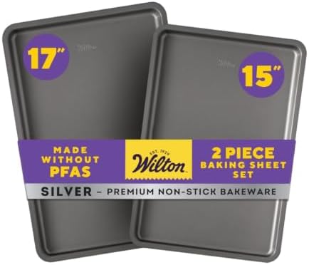 Wilton Silver Non-Stick Baking Sheet Set, Made Without PFAS, 2-Piece