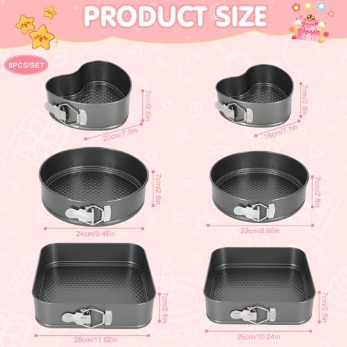 6Pcs Springform Cake Pan Set Of 7 7.8 8.6 9 10 11inch Moldes Para
