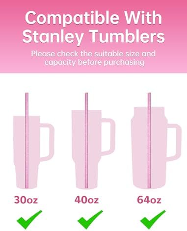 NiHome 12" Reusable Heart Shaped Straws Fit for Stanley Tumbler