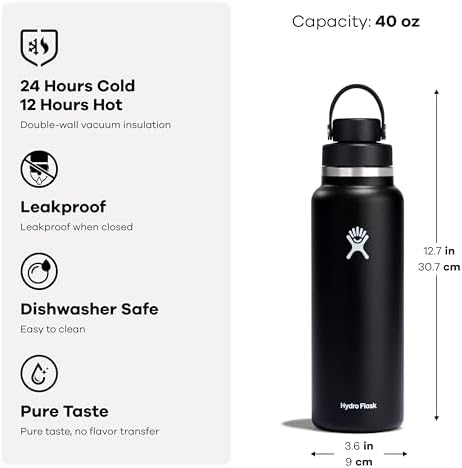 Hydro Flask Water Bottle - Insulated Stainless Steel - Wide Mouth Chug