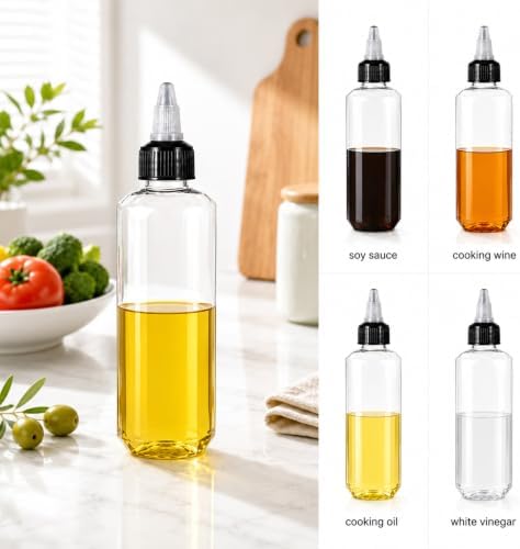 6Pcs 3.4 OZ Plastic Squeeze Bottles for Liquids Oil Squeeze Bottle