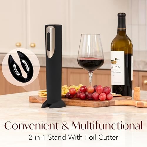 Electric Wine Opener Battery Operated with Stand and Built-in Foil