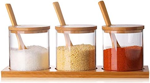 Glass Condiment Canister Set, 10oz, 3 PCS