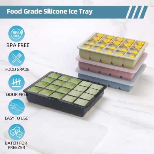 Silicone Ice Cube Tray 4 Pack - EASY RELEASE ice cube tray with lid