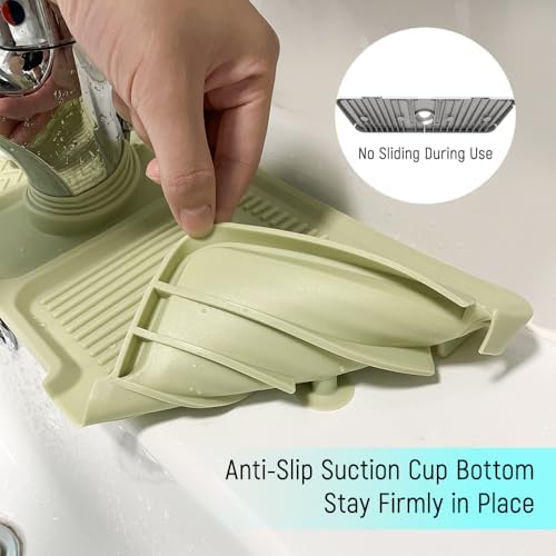 17.3" Silicone Faucet Mat for Kitchen Sink, Splash Guard with 2