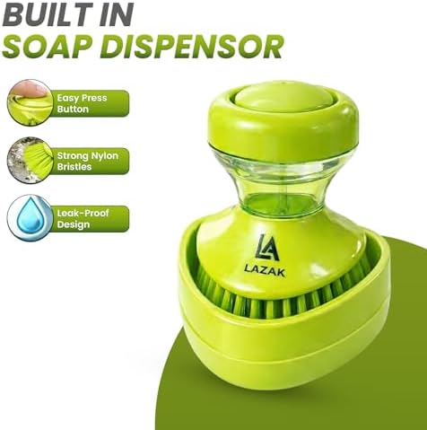 Dish Brush with Soap Dispenser, Easy-Grip Scrub Brush