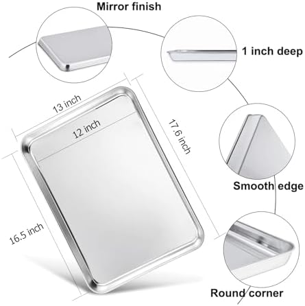 TeamFar Baking Sheet, 17.6"x 13" x 1" Stainless Steel Large Cookie