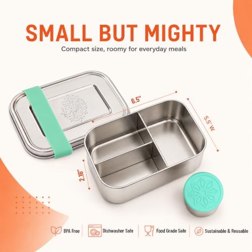 Piffny - Bento Box - Sage, 27oz / 0.8 L - Stainless Steel Lunch Box