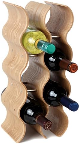 Lily's Home 11-Bottle Countertop Wine Rack for Kitchen, Modern Oak