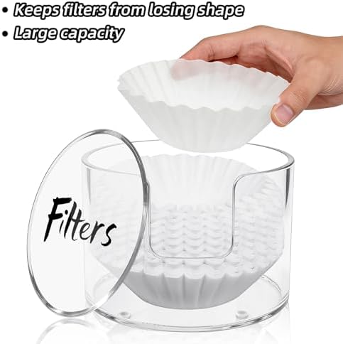Acrylic Coffee Filter Holder with Lid, Reusable Coffee Filter Storage