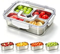 Snackle Box Container, Small Stainless Steel Snack Tray with Lid and