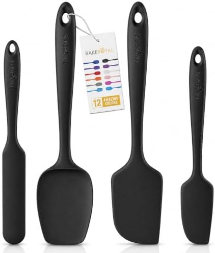 BakeRoyal Silicone Spatula Set, 600°F Heat Resistant, 4 Piece BPA-Free