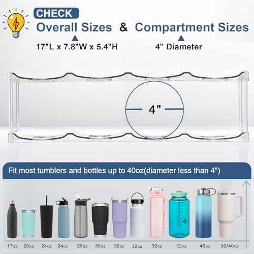 LARGER Compartment - 2 Tier Stackable Water Bottle Organizer Holder
