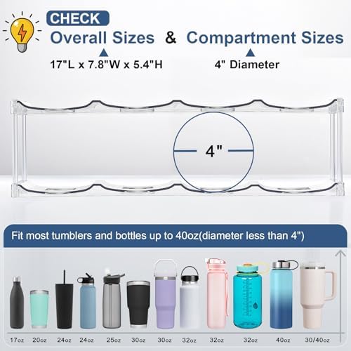 LARGER Compartment - 3 Tier Stackable Water Bottle Organizer Holder