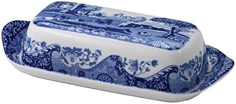 Spode Blue Italian Butter Dish, Fine Porcelain Covered Butter Holder