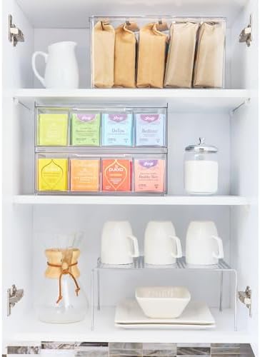 iDesign XL Tea Bag Organizer, Clear, 4-Section