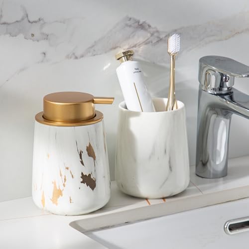 Enra Gold Soap Dispenser,Ceramic Hand Liquid Soap Dispenser for