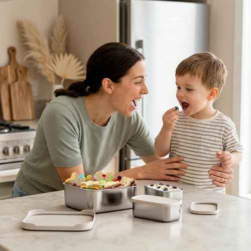 Stainless Steel Lunch Box, Sandwich and 2 Snack Containers