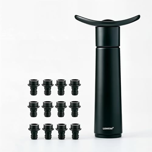 Vacuum Wine Saver Pump with 12 Reusable Bottle Stoppers | Manual Wine