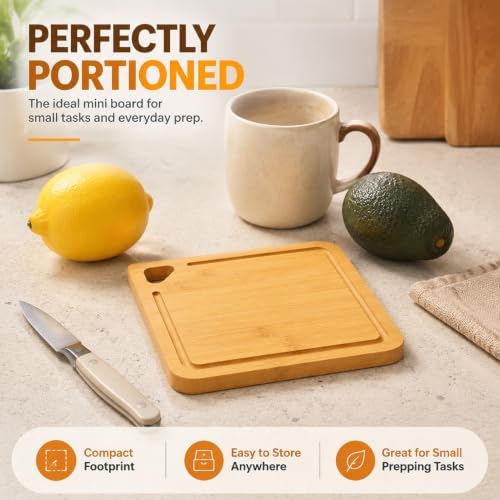 2 Pack Small Bamboo Cutting Boards Set, Mini Square Chopping Boards