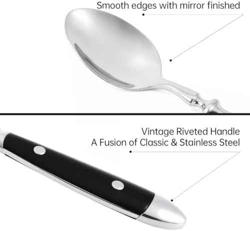 Silverware Set Black Luxury Vintage Handle 60-Piece Service for 12