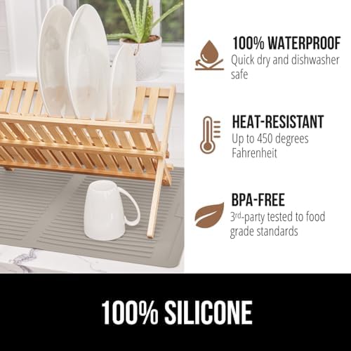 Gorilla Grip Free Silicone Dish Drying Mat for Kitchen Counter and