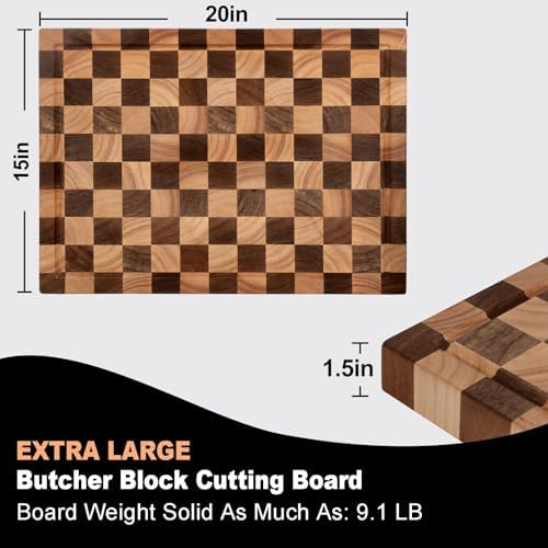 Acacia Wood Cutting Board, 20 x 15 x 1.5 in