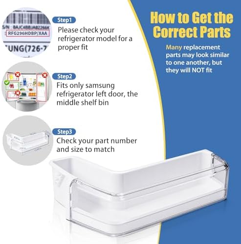 DA97-11478A Left Door Middle Shelf Bin Compatible with Samsung