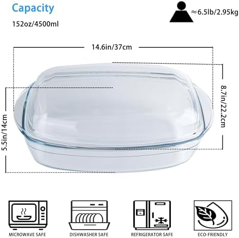 4.7qt Glass Casserole Dish with Lid