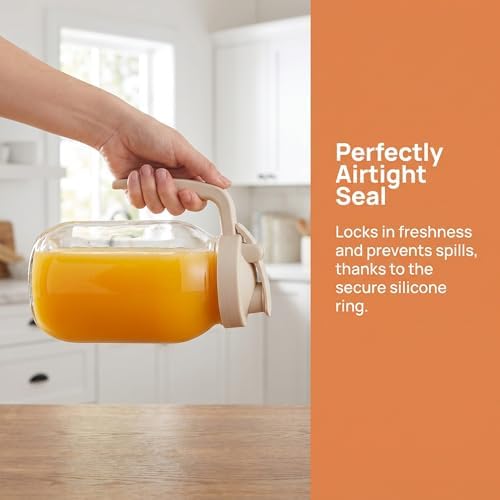 YORY 2-Quart Glass Pitcher with Filter Lid for Juice & Tea, 64oz