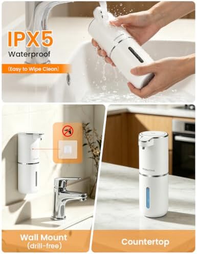 Automatic Soap Dispenser, USB Rechargeable, White