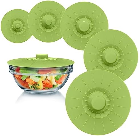 Silicone Bowl Lids, Green, Set of 5
